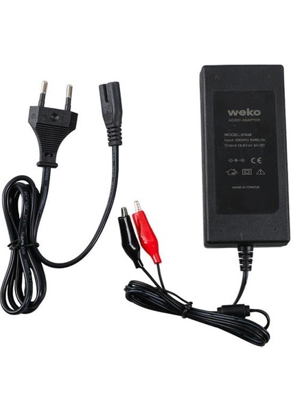 Weko 12.6 Volt - 3 Amper Krokodil Uçlu Ledli Yerli Üretim Masaüstü Şarj Adaptörü modelleri