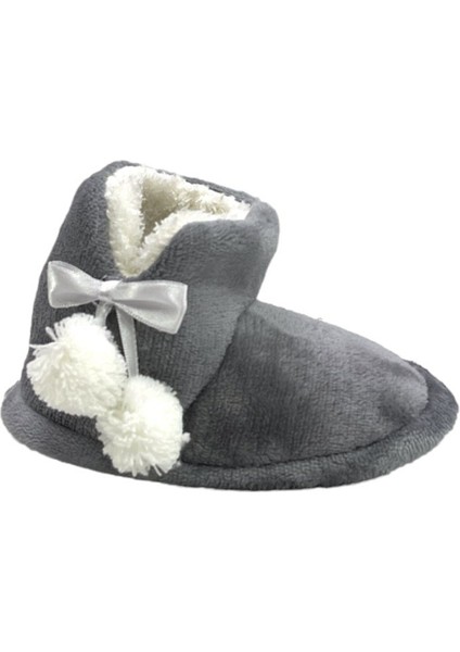 Ponponlu Bebek Panduf Ev Botu (26-35) Gri