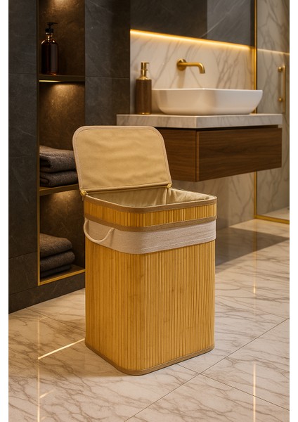 Bambu Çamaşır Sepeti 40X30X60