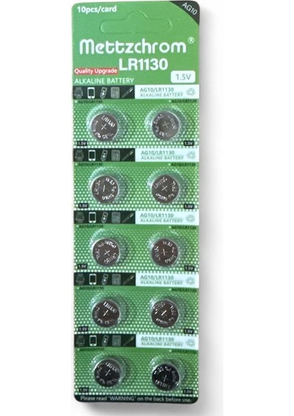 AG10 LR1130 389 SR1130 189 1.5V Alkaline Düğme Pil 10 Adet