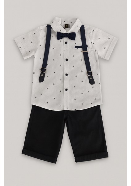 Papyonlu Askı Kemer Gömlek ve Pantolon 5' Li Takım