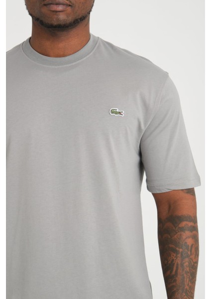 Basıc Gri Slim Fit Bisiklet Yaka