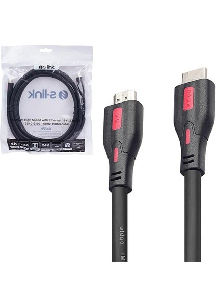 S-Link SL-HDM4K13 19+1 HDMI To HDMI 3m V2.0 4K (3840*2160) 60hz Kablo