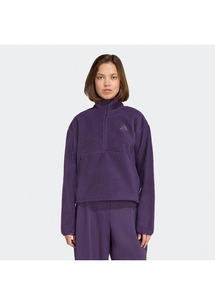 City Tech High Pile Fleece Half Zip Kadın Mor Polar.-