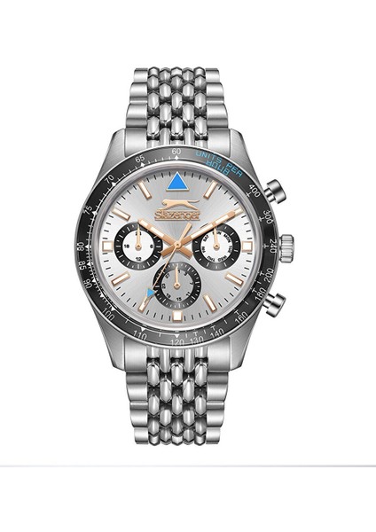 SL.09.2417.2.05 Erkek Kol Saati | 44 mm Gümüş Kadran, Paslanmaz Çelik Kasa, Kronograf
