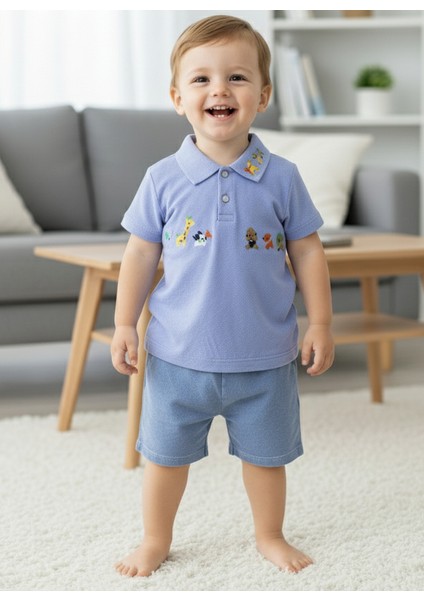 2 Parça Fmai & Lia Lakos Erkek Çocuk Bebek Alt Üst Takım 6-9 Ay, 9-12 Ay, 12-18 Ay, 18-24 Ay