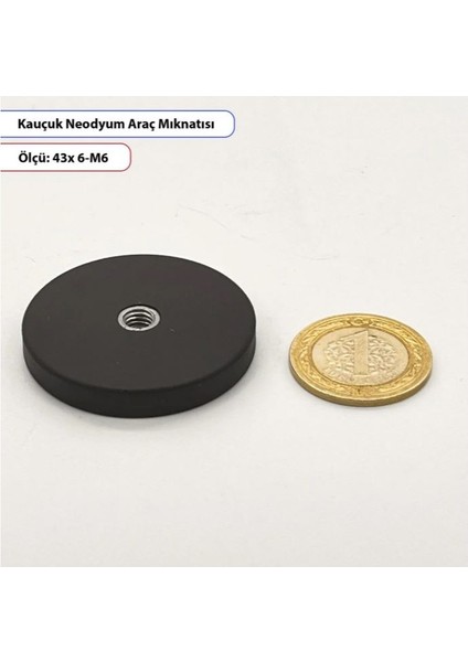 Kauçuk Kaplı Neodyum Pot Mıknatıs 43MM x 6mm M6 Delik Araç Mıknatısı fiyatları