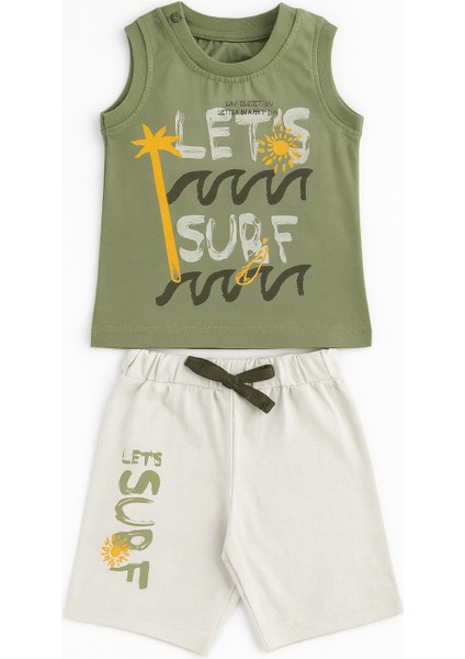 Letssurf Şort Tişört 2'li Takım Bej