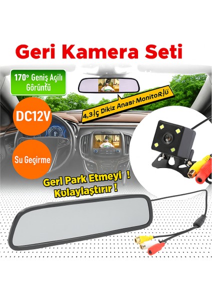 Dikiz Aynalı Araç Içi Geri Görüş Kamerası - Park Kamerası - Ince ve Şık Tasarım Tüm Araçlara Uyumlu