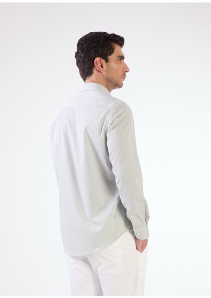 Haki Erkek Regular Fit Düz Brent Düğmeli Yaka Uzun Kol Gömlek - 102204