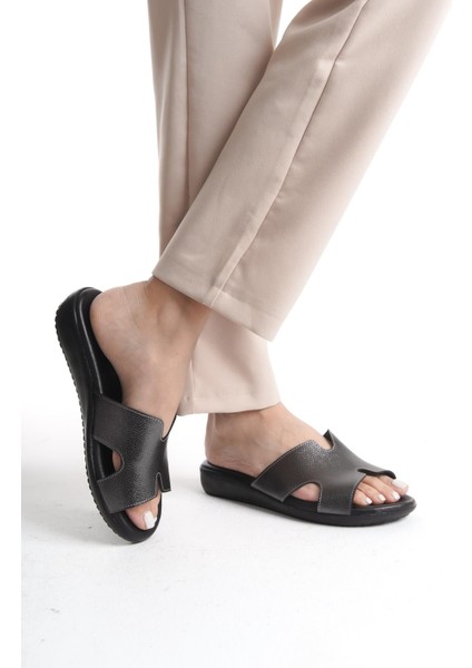 Ortopedik Deri Taban Topuk Dikeni Destekli Desenli Günlük Platin Terlik fiyatları