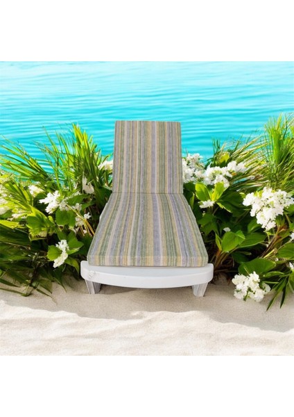 Gri ve Renkli Çizgili Su ve Leke Itici Fermuarlı Bağcıklı Şezlong Minderi