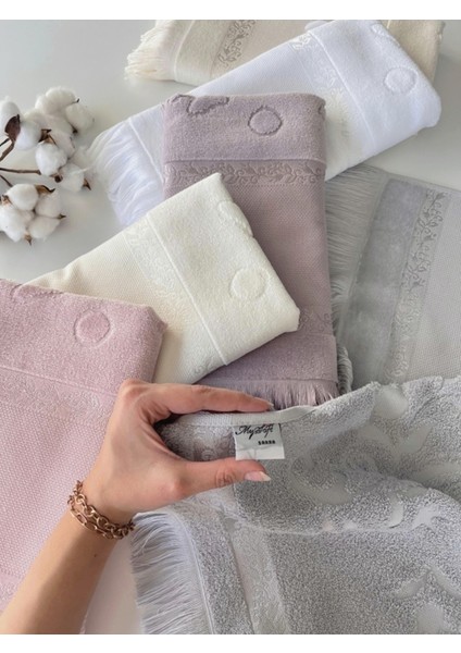Mysoft Etamin ve Kanaviçe Işlemelik Havlu - Gri - 50*90 indirimleri