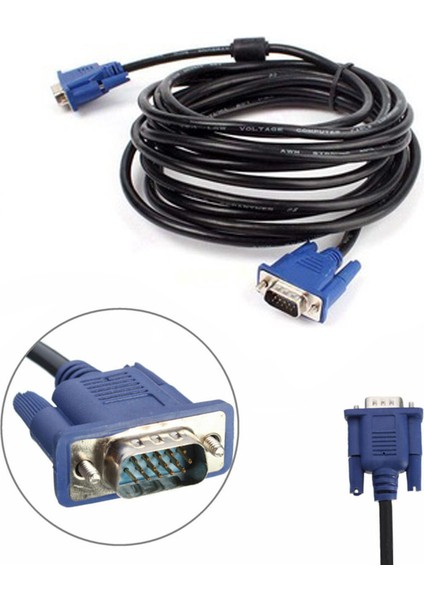 10 Metre 10M VGA Kablosu Ekran LCD Monitör Projeksiyon Görüntü Bağlantı Kablosu Çift Filtreli Cabble fırsatları