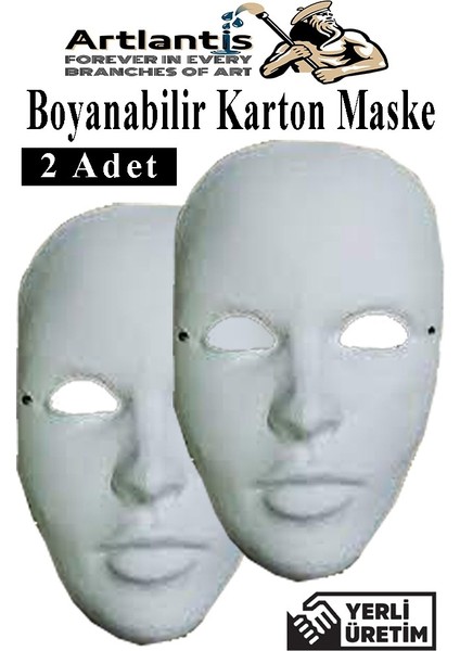 Maske Boyama 2 Adet Boyanabilir Karton Maske Lastikli Insan Yüzü Suratı Yerli Üretim Okul Sınıf Etkinlikleri Hobi