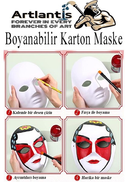 Maske Boyama 2 Adet Boyanabilir Karton Maske Lastikli Insan Yüzü Suratı Yerli Üretim Okul Sınıf Etkinlikleri Hobi fiyatları