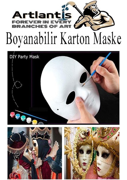 Maske Boyama 2 Adet Boyanabilir Karton Maske Lastikli Insan Yüzü Suratı Yerli Üretim Okul Sınıf Etkinlikleri Hobi modelleri