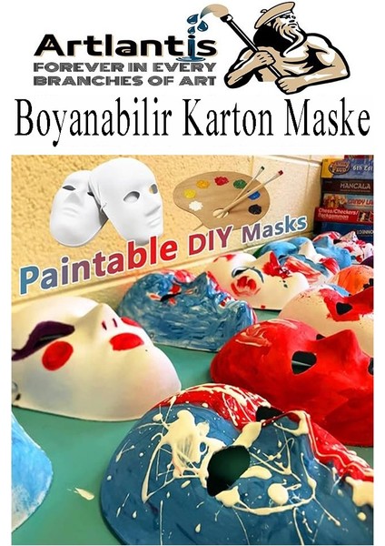 Maske Boyama 2 Adet Boyanabilir Karton Maske Lastikli Insan Yüzü Suratı Yerli Üretim Okul Sınıf Etkinlikleri Hobi indirimleri