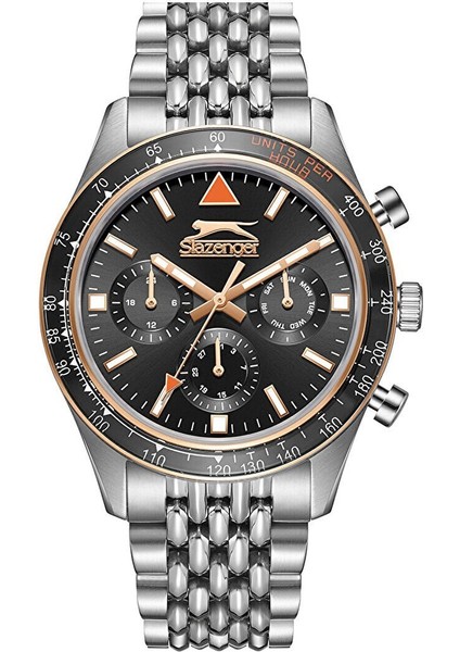 SL.09.2417.2.02 Erkek Kol Saati | 44 mm Kurşun Kadran, Çelik Kasa, Kronograf