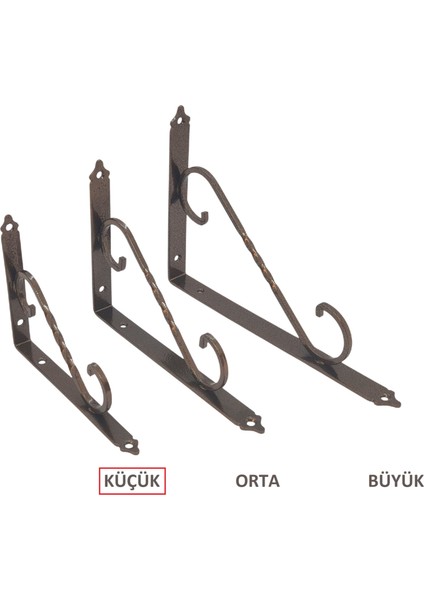 Ferforje Raf Altı, Küçük, Bakır, Vidalar Dahil, 2 Adet indirimleri