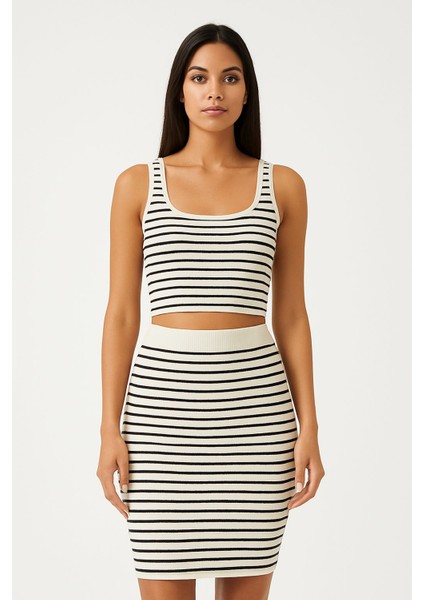 Çizgili Etek-Crop Takım Regular Kalıp fiyatları