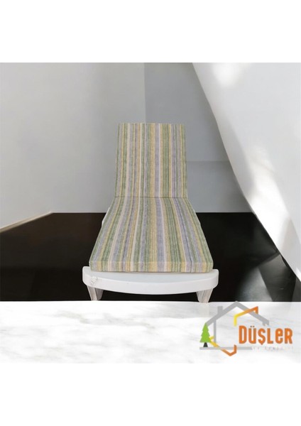 Gri ve Renkli Çizgili Su ve Leke Itici Fermuarlı Bağcıklı Şezlong Minderi modelleri