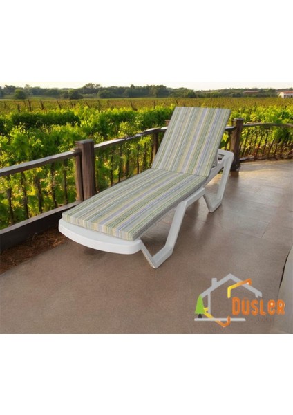 Gri ve Renkli Çizgili Su ve Leke Itici Fermuarlı Bağcıklı Şezlong Minderi fırsatları