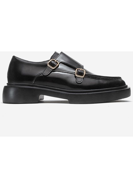 Erkek Kemerli Loafer Ayakkabı Gerçek Deri T575 Siyah