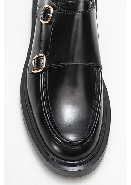 Erkek Kemerli Loafer Ayakkabı Gerçek Deri T575 Siyah fiyatları