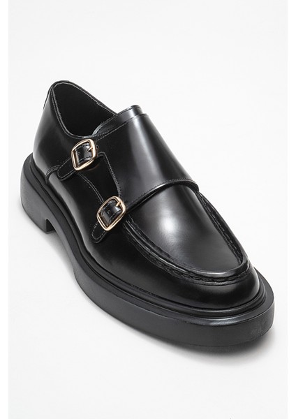 Erkek Kemerli Loafer Ayakkabı Gerçek Deri T575 Siyah modelleri