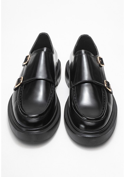 Erkek Kemerli Loafer Ayakkabı Gerçek Deri T575 Siyah indirimleri