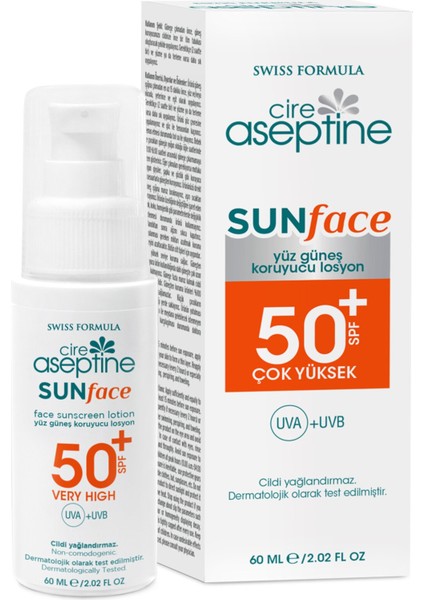 Cire Aseptine Yüksek Koruyucu Yüz Güneş Losyonu Spf 50+ 60 ml