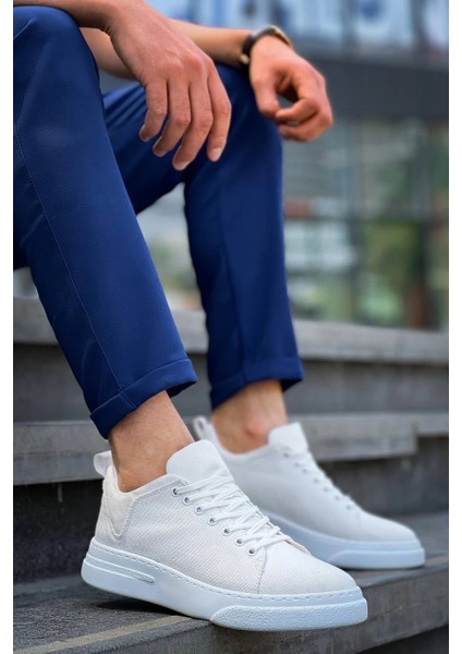 KB-X204 Kuback Beyaz Keten Beyaz Yüksek Taban Günlük Erkek Spor Ayakkabı