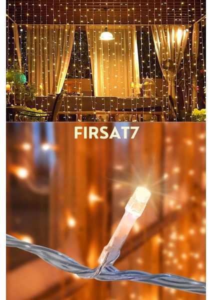 Perde LED Işık 3x3 Metre 220V Fişli Iç ve Dış Mekan Ortam Ambiyans Süs ve Dekor LED Işık