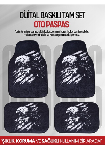 Universal Oto Paspas | Dijital Baskılı, Leke Tutmaz,yıkanabilir, Tüm Araba Modellerine Uyumlu