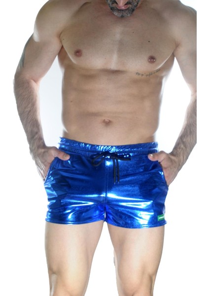 Erkek Mavi Lame Short