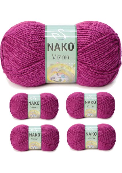 5 Adet Vizon Premium Akrilik El Örgü Ipi Yünü Renk NO:6964 Küpeli