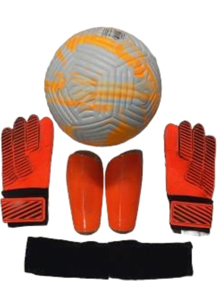 5 No 4 Astar Makine Dikişli Futbol Topu, Kaleci Eldiveni ve Tekmelik 3'lü Set + Pompa Hediyeli