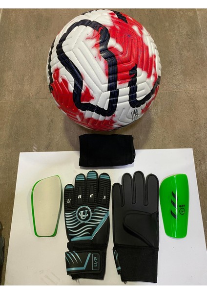 5 No Futbol Topu, Kaleci Eldiveni ve Tekmelik 3'lü Set + Pompa Hediyeli