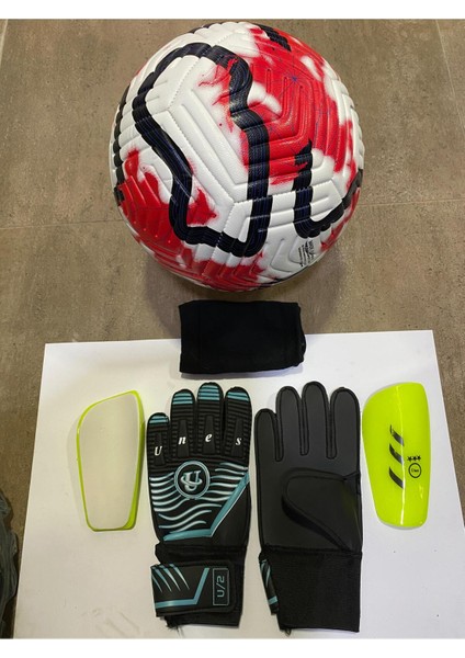5 No Futbol Topu, Kaleci Eldiveni ve Tekmelik 3'lü Set + Pompa Hediyeli