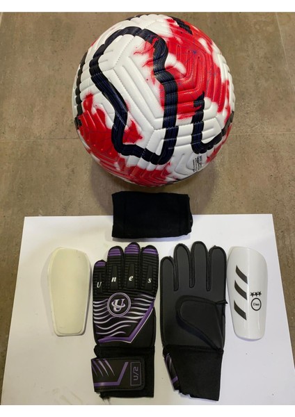 5 No Futbol Topu, Kaleci Eldiveni ve Tekmelik 3'lü Set + Pompa Hediyeli