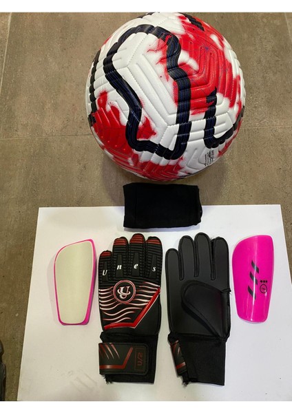 5 No Futbol Topu, Kaleci Eldiveni ve Tekmelik 3'lü Set + Pompa Hediyeli