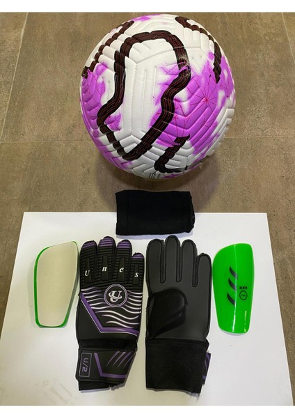 5 No Futbol Topu, Kaleci Eldiveni ve Tekmelik 3'lü Set + Pompa Hediyeli