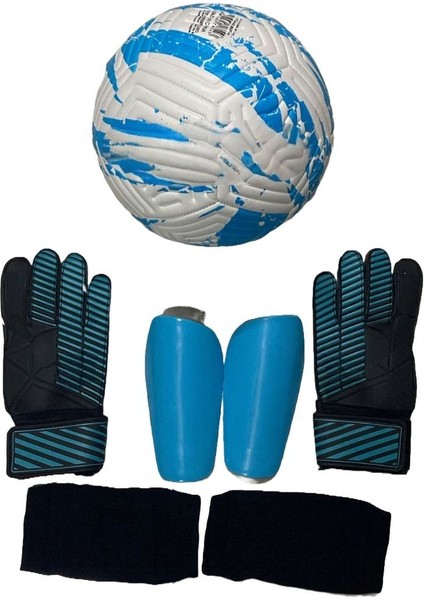 5 No Futbol Topu, Kaleci Eldiveni ve Tekmelik 3'lü Set + Pompa Hediyeli