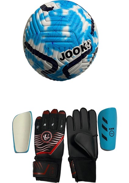 5 No Futbol Topu, Kaleci Eldiveni ve Tekmelik 3'lü Set + Pompa Hediyeli