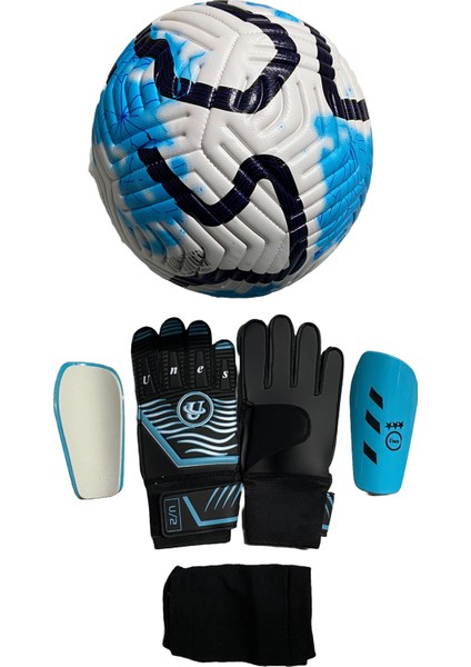 5 No Futbol Topu, Kaleci Eldiveni ve Tekmelik 3'lü Set + Pompa Hediyeli