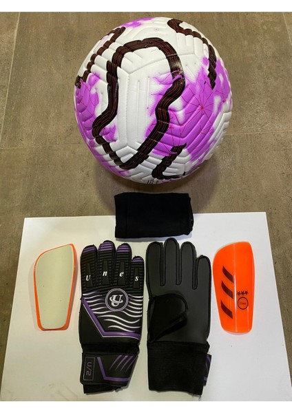 5 No Futbol Topu, Kaleci Eldiveni ve Tekmelik 3'lü Set + Pompa Hediyeli