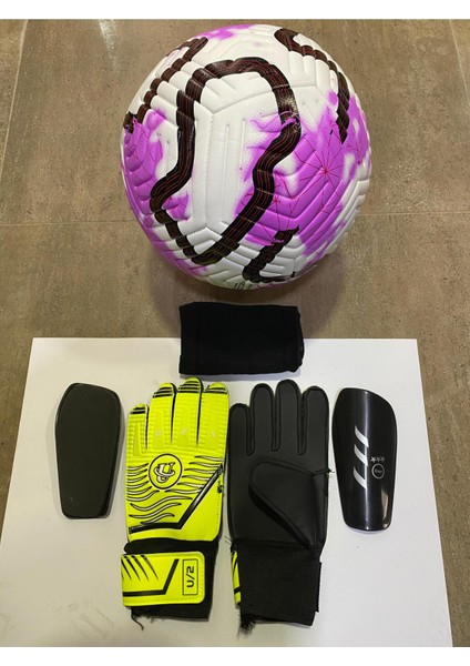 5 No Futbol Topu, Kaleci Eldiveni ve Tekmelik 3'lü Set + Pompa Hediyeli