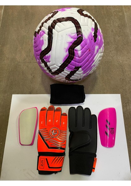 5 No Futbol Topu, Kaleci Eldiveni ve Tekmelik 3'lü Set + Pompa Hediyeli
