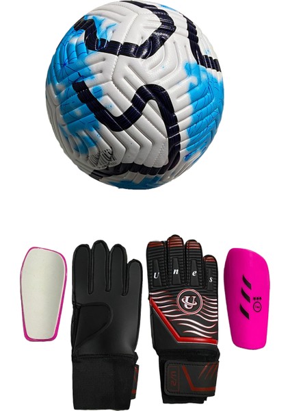 5 No Futbol Topu, Kaleci Eldiveni ve Tekmelik 3'lü Set + Pompa Hediyeli